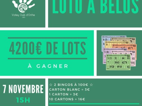 Loto Bingo du VCO à Bélus Dimanche 7 Novembre
