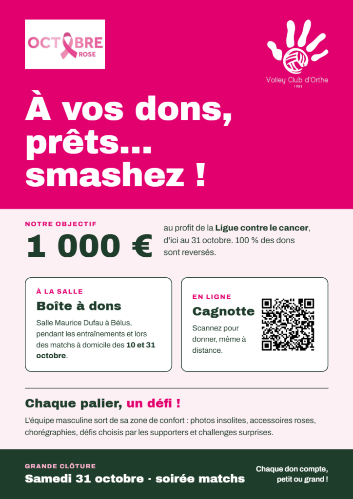 Octobre Rose au VCO : à vos dons, prêts… smashez